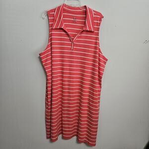 Isaac Mizrahi Live! Striped Collard Shirt Dress Size 3X Pink Coral Sleeveless